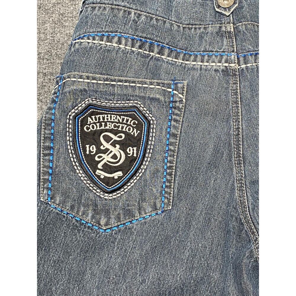 Y2K Southpole Baggy Jorts Grunge Embroidered Vintage Jean Shorts Men's Sz 36 - Picture 3 of 10